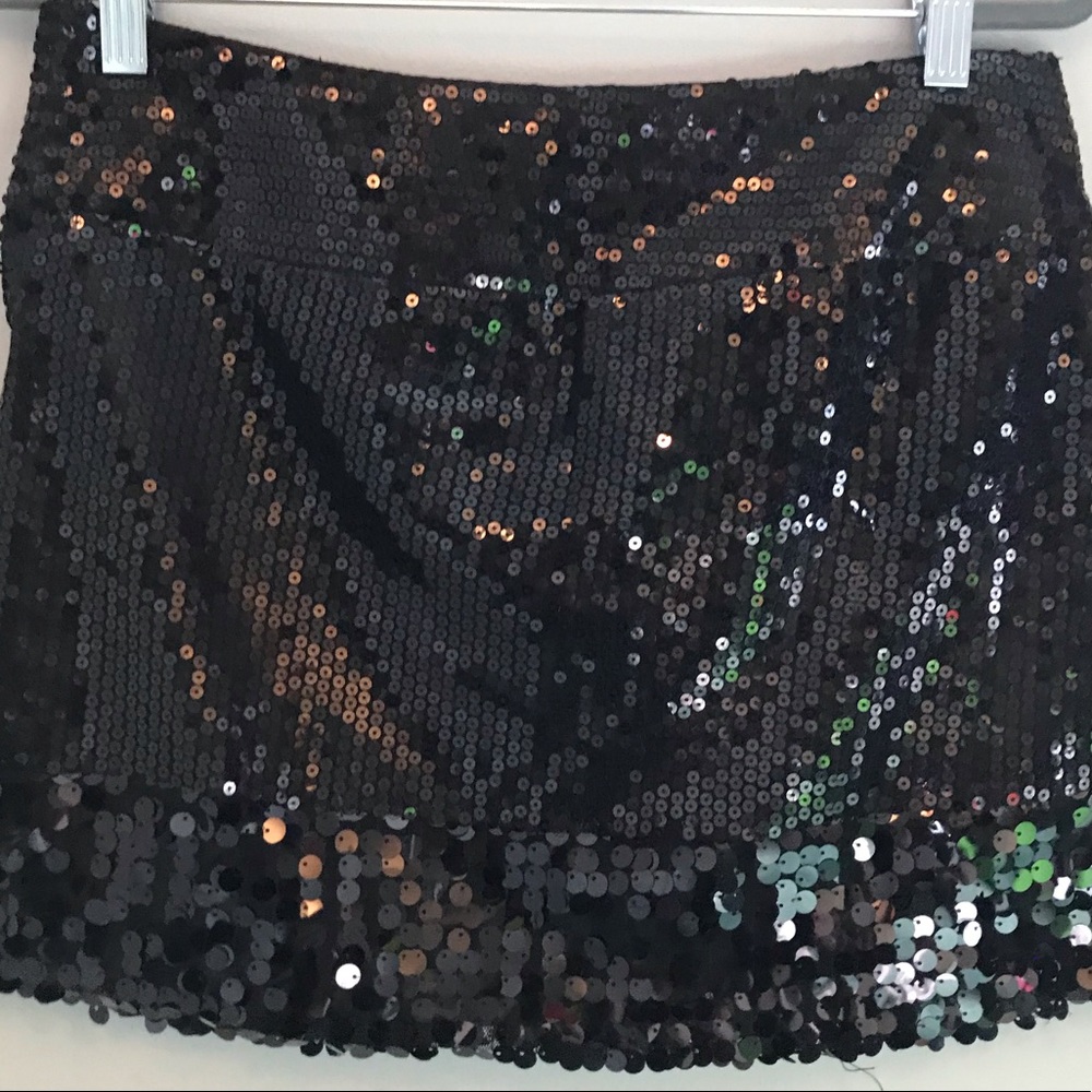 Black sequin mini skirt